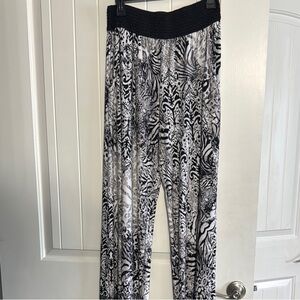ONE WORLD Black and White Patterned Wide Leg Pants